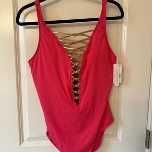 NWT - Bleu by Rod Beattie Hot Pink Swimsuit SZ 14